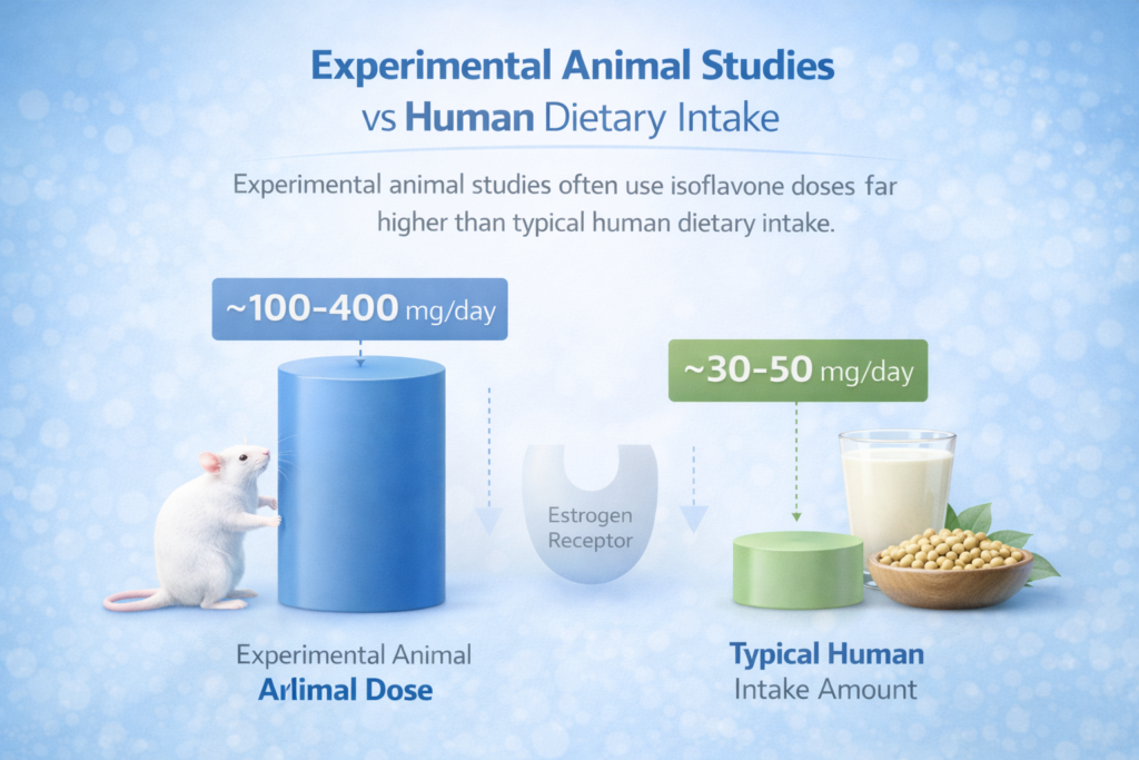 comparison of isoflavone doses in animal studies versus normal human soy intake levels