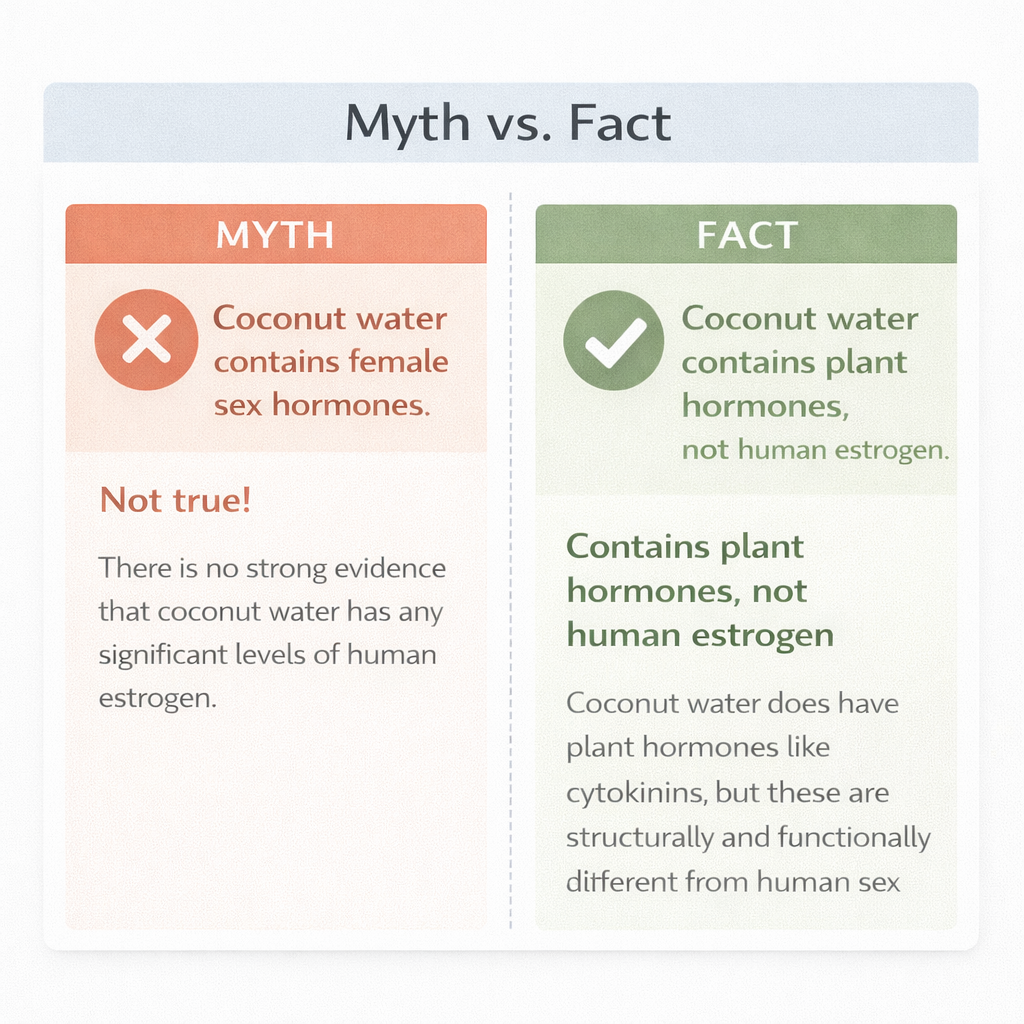 refined myth versus fact infographic about coconut water and human estrogen claims