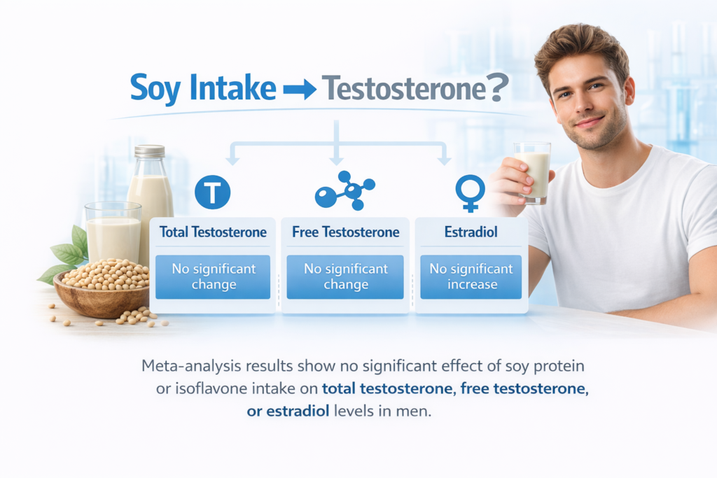 meta analysis showing no significant change in testosterone levels in men consuming soy
