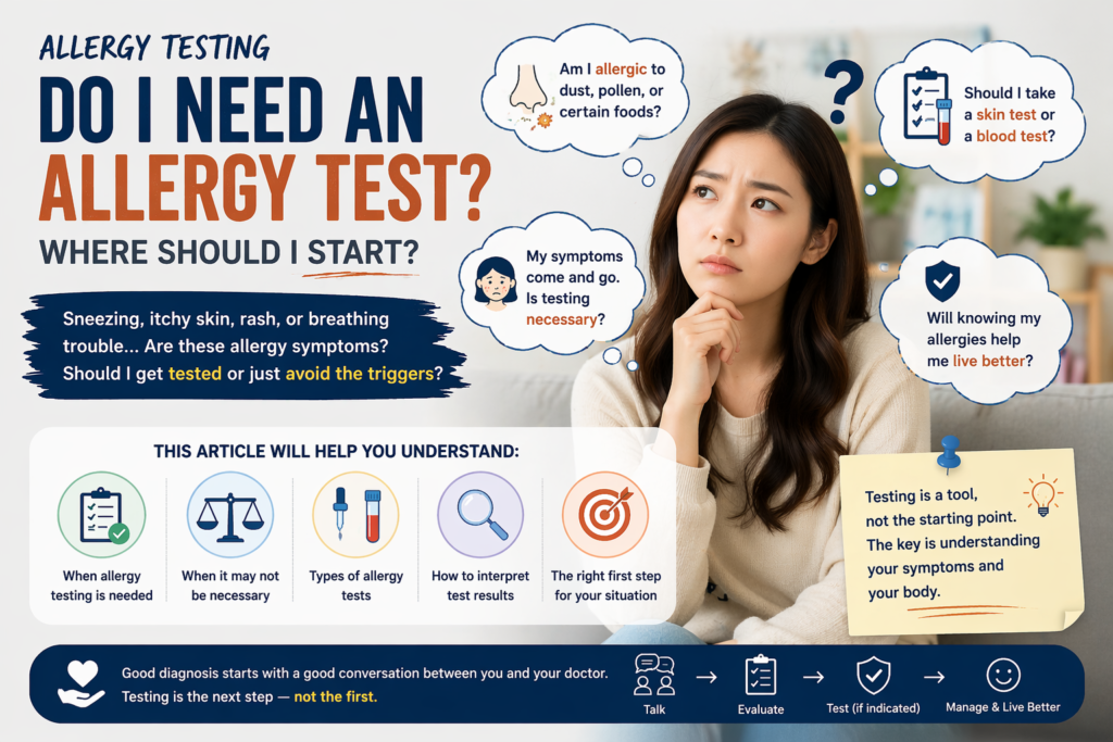 do i need an allergy test question concept symptoms uncertainty illustration