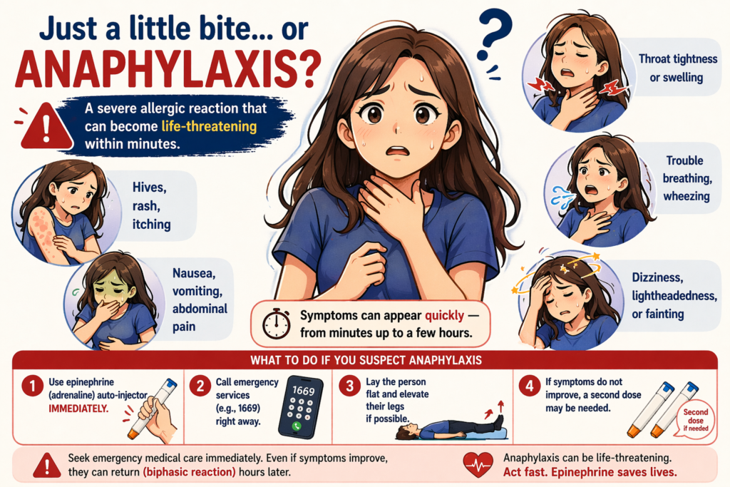 question style illustration asking could this be anaphylaxis after severe allergic reaction
