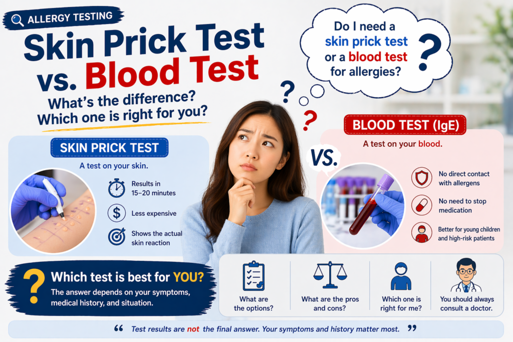 skin prick test vs blood test which one is right for you allergy testing comparison question illustration