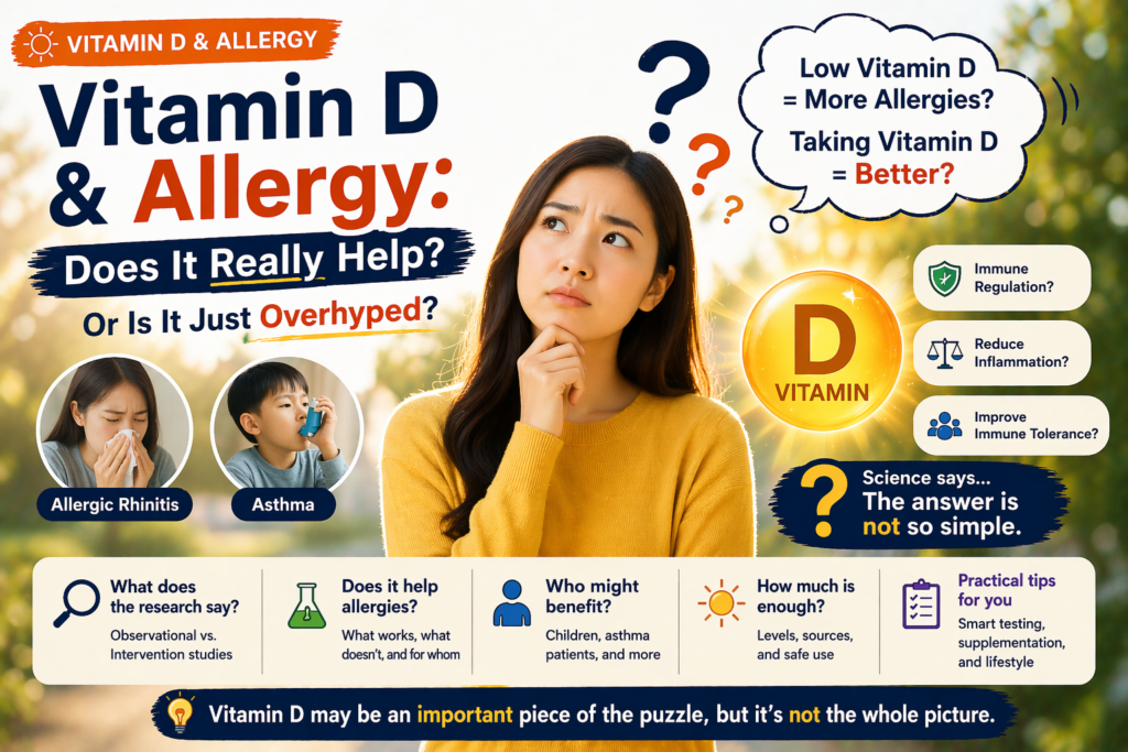 vitamin D and allergy does it really help or is it overhyped question concept illustration
