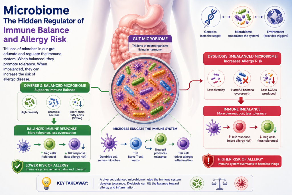 gut microbiome regulating immune balance and allergy risk